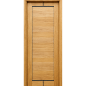 Mvule Single Panel Door with Inlay